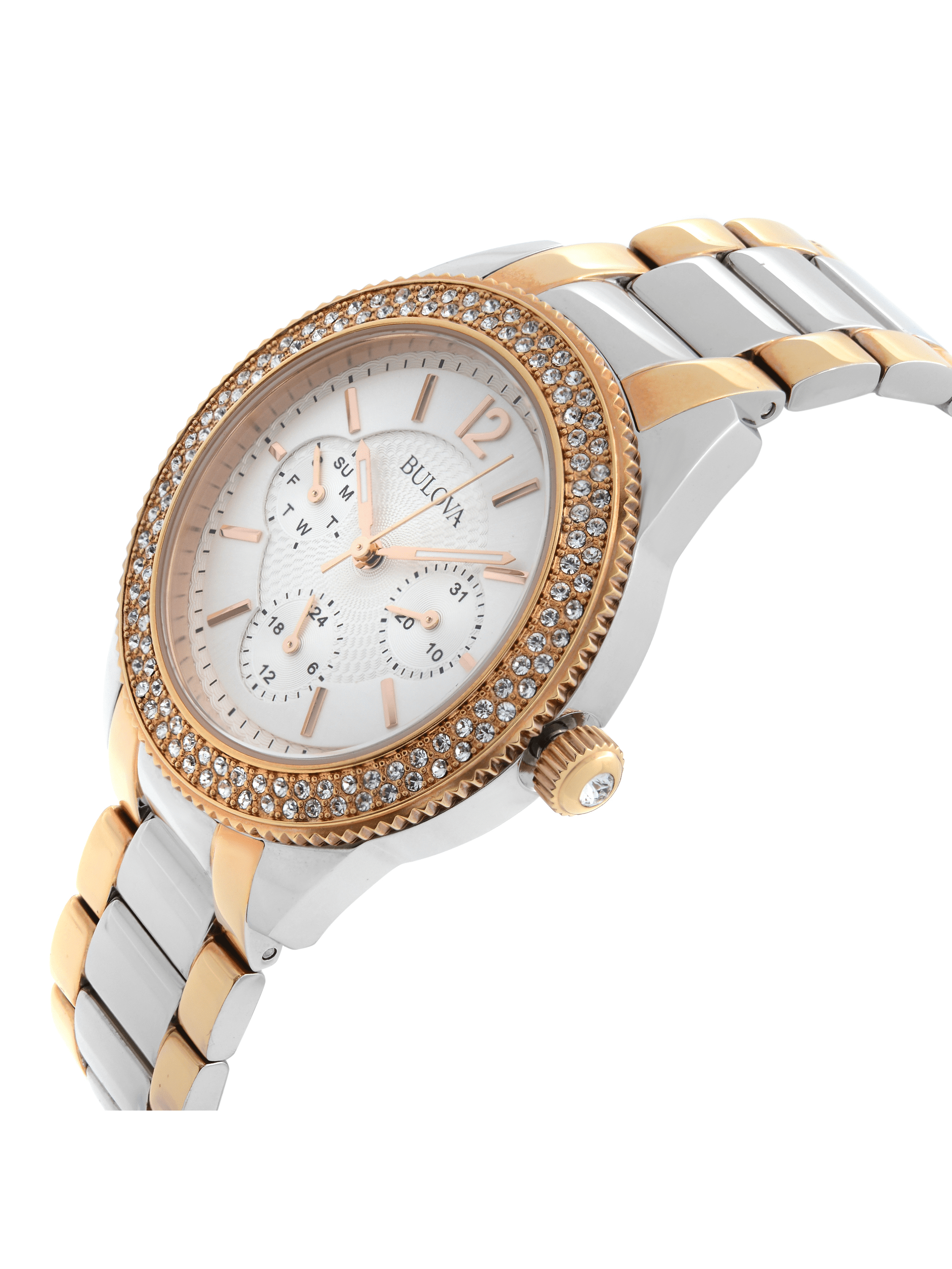 Pre-owned Women\'s Bulova Quartz 98N100 Swarovski Crystal Watch Pre-Owned Bulova Crystal 38mm Steel Silver Dial Ladies Watch  main image 4