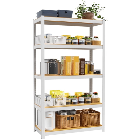 VDEVY 72" H Closet Storage Shelves 5 Tier White Metal Storage Shelving Adjustable Heavy Duty Garage Shelves Utility Rack Organizer Shelf for Kitchen Pantry