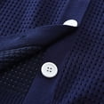 thumbnail image 4 of Men T-shirt Colorblock Knit Top Streetwear Casual Shirts Lapel Button Cardigan, 4 of 11