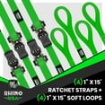 thumbnail image 6 of Rhino USA 1" x 15' Ratchet Strap Tie Down with Safety S Hook - 1,823lb Break Strength (Green 4-Pack), 6 of 8