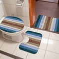 thumbnail image 4 of Blue Brown Bath Mat 3 Piece Bathroom Rug Set, Farmhouse Wood Grain Vintage Vertical Striped Non Slip Bath Rug Contour Mat and Toilet Lid Cover, Absorbent Shower Mats Soft Bath Rugs and Mats Sets, 4 of 8