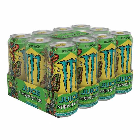 Juice Monster Rio Punch, Juice   Energy Drink, 16 fl oz Cans, Pack of 12