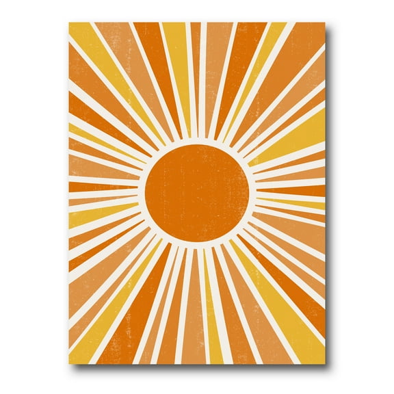 Minimal Bright Shining Orange Sun Rays I 12 in x 8 in Painting Canvas Art Print, by Designart