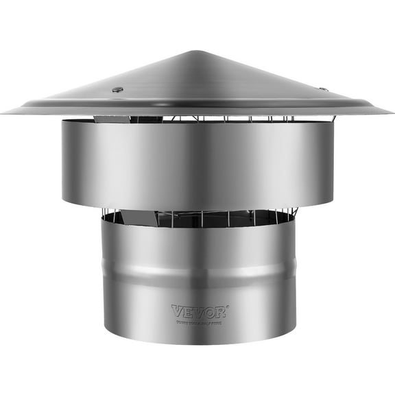 6" Round Chimney Rain Cap, 304 Stainless Steel Roof Vent Cover - Reinforced & Easy Install for Insulation, Silver