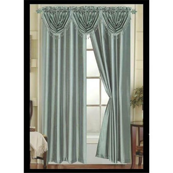Elaine Waterfall Faux Silk Valance with Rod Pocket in Aqua