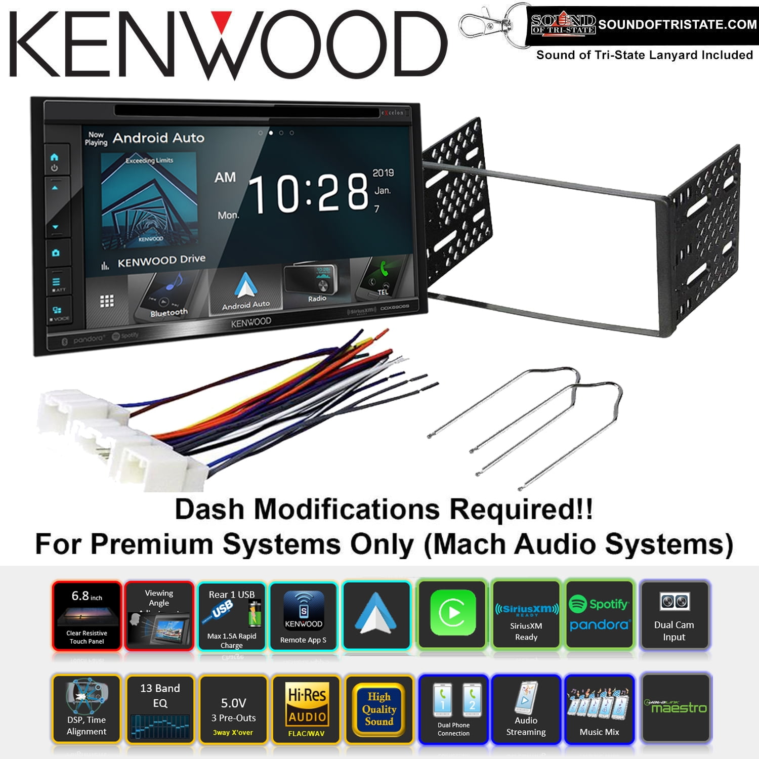 Kenwood DDX6906S DVD Receiver kit 0104 Escape, Excursion, 9904 F150