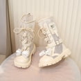thumbnail image 5 of Cethrio Little Girls Riding Boots, Casual Lace-up Non-Slip Breathable Mid Calf Boots White Size 13(Little Kids), 5 of 8