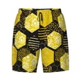 thumbnail image 4 of Lsque Mens Swim Trunks Geometric Pattern with Bee Pattern - Bathing Suit Compression Liner - Beach Swim Shorts Swimwear - (S-3XL) - Stretch Quick Dry -3X-Large, 4 of 9