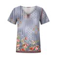 thumbnail image 5 of Fiudx Camisetas para Mujer Camiseta Holgada Estampada con Cuello En V y Manga Corta para Mujer, 5 of 5