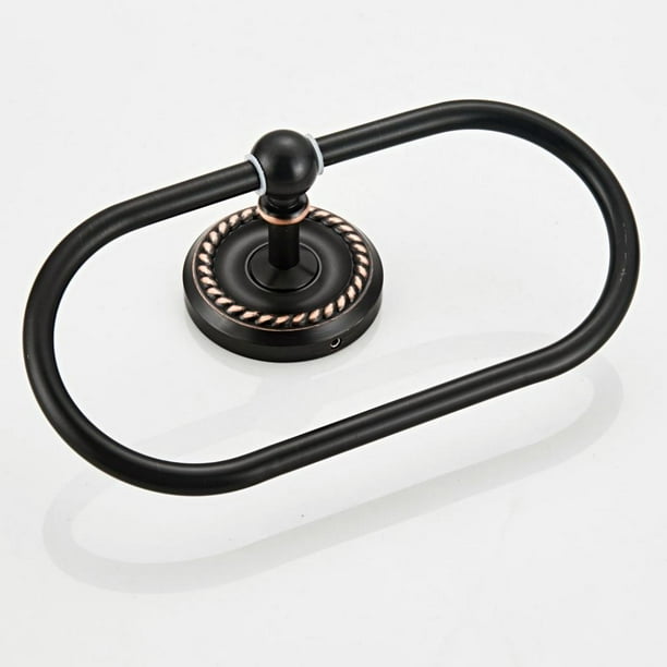 Toallero de latón Soledad Anillo redondo para toallas Montaje en pared Negro
