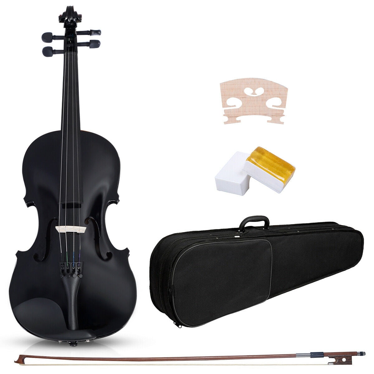 4/4 Full Size Natural Acoustic Violin Fiddle with Case Bow Black