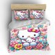 thumbnail image 3 of Juego de ropa de cama para bebé con dibujos animados de Hello Ki-tty, juego de piezas japonesas para niños, tamaño King, EE. UU., funda de cama para adultos, edredón para dormitorio, 3 of 8
