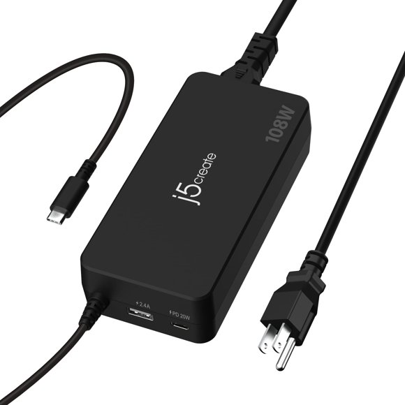 Cargador j5create JUP34108 USB tipo C PD de 108 W para MacBook Pro