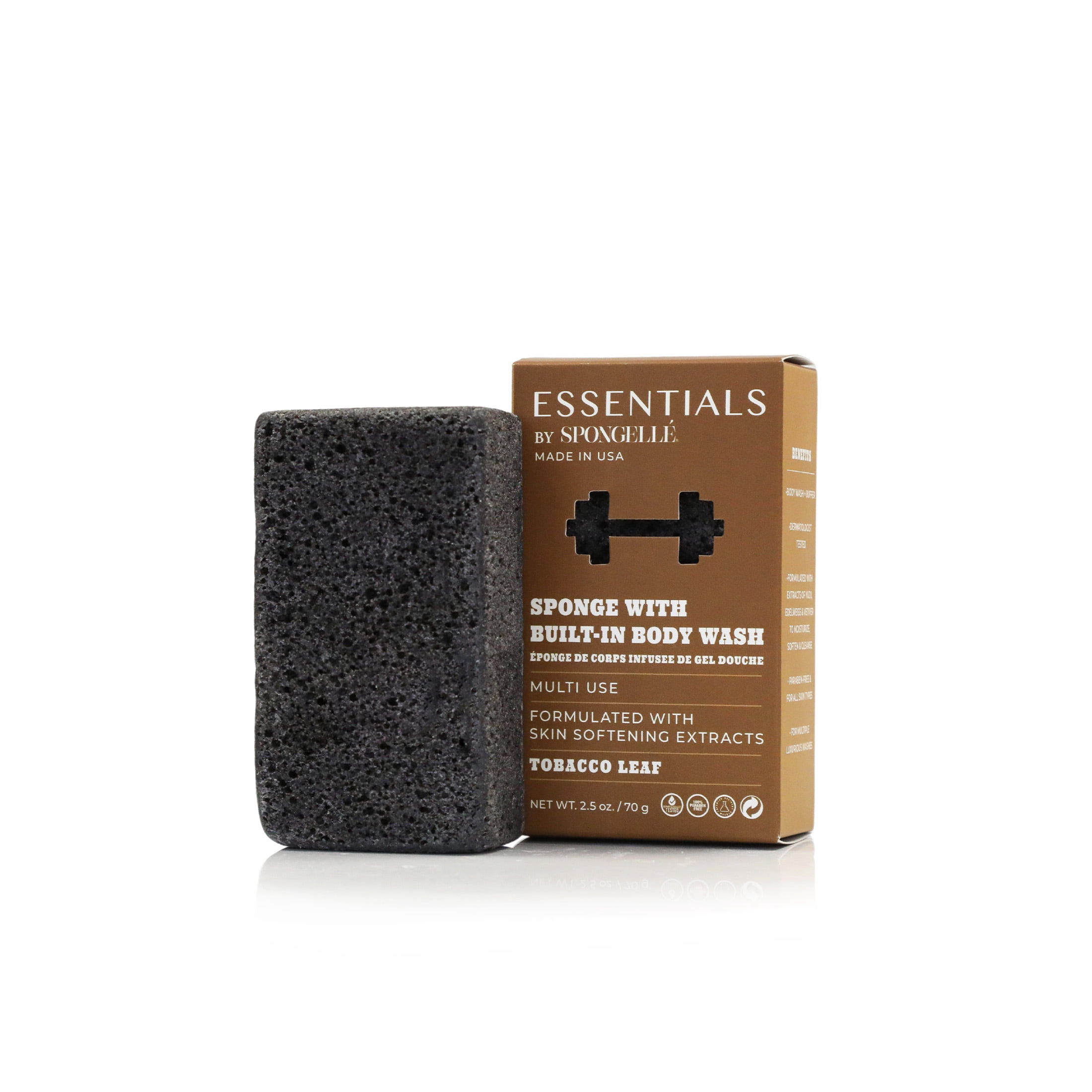Essentials by Spongelle Men's Tobacco Leaf Infused Body Buffer