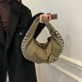 thumbnail image 4 of SPEKSEE Deerskin Velvet Studded Shoulder Bag Rivet Frosted Underarm Bag Y2K Fashion Hobo Bag for Shopping Travel Work, 4 of 18