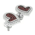 thumbnail image 3 of Dazzlingrock Collection Round 0.20 Carat (ctw) Red Diamond & White Diamond Dual Heart Shaped Screwback Stud Earrings for Women (Color I-J, Clarity I2-I3) in 925 Sterling Silver, 3 of 5