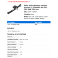 thumbnail image 2 of Power Window Regulator and Motor Assembly 1 - Compatible with 2007 - 2008 BMW 328xi Base, 2 of 2