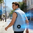 thumbnail image 5 of Leeye Summer Cooling Fan Vest, Rechargeable Air Conditioned Vest with 2 Built-in Fans & 3 Speeds, Lightweight Breathable Outdoor Work Jacket for Men, S, 5 of 6