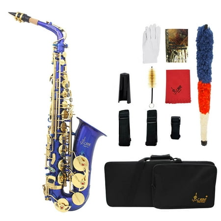LADE Brass Engraved Eb E-Flat Alto Saxophone Sax Buttons Wind Instrument with Case Gloves Cleaning Cloth Belt