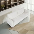 thumbnail image 5 of White corduroy, modern style solid color sofa, multi-person sofa, sturdy and stable, stylish and beautiful, suitable for living room and office, 5 of 11