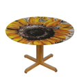 thumbnail image 3 of Orinice Sunflower Butterflies Flowers Round Table Cover Stain Resistant Washable Indoor Outdoor Tablecloth Kitchen Dining Wedding Parties Elastic Edge 100% Polyester Fiber 38-42, 3 of 8