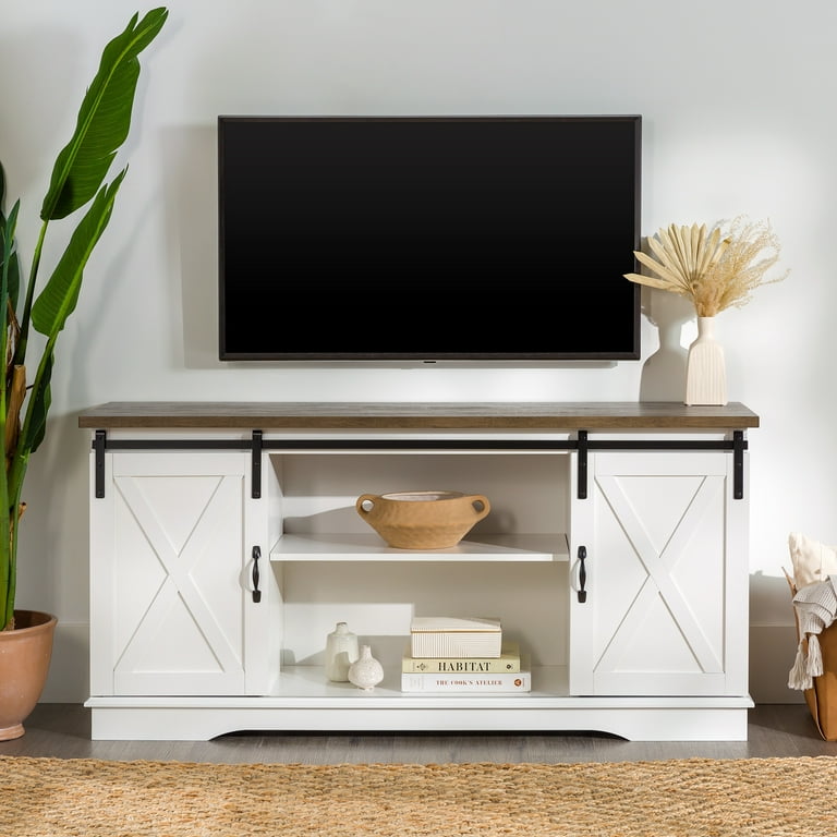 Tv stand white barn doors discount