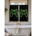 thumbnail image 7 of Tier Curtains 45 Inches Long, Green Game Controller Window Treatment Curtain Drapes, Modern Art Gaming Handheld Black Small Curtain Drapes for Bathroom Laundry Room, 27.5"x45", 2 Panels, 7 of 7