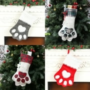 Christmas Stocking, Cat Paw Fluffy Cute Wall Hanging Bedroom Christmas Tree Ornament Décor Fireplace Holidays Party Decoration Gift Family Friends Kids Winter Festive Celebration