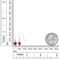 thumbnail image 2 of Gem Stone King 925 Sterling Silver Red Created Ruby and White Topaz French Wire Dangle Hook Earrings for Women (2.20 Cttw, Gemstone July Birthstone, Heart Shape 6MM), 2 of 3