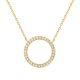 thumbnail image 1 of Gold Plated Circle CZ Solitaire Necklace | Elegant Bezel Pendant | Dainty Cubic Zirconia Halo Choker Necklaces for Women, 1 of 5