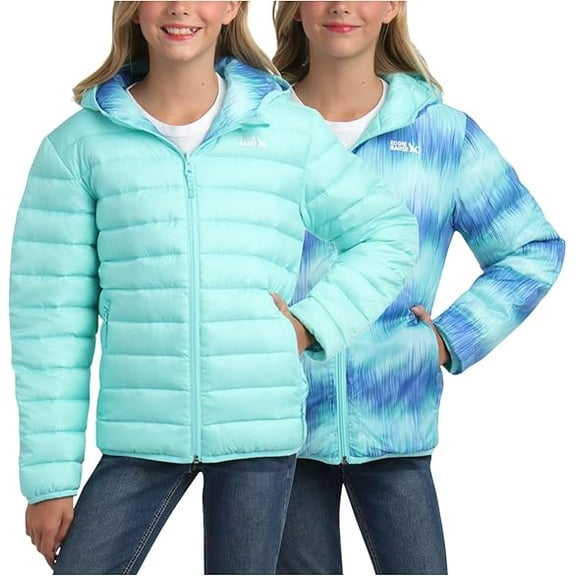 Eddie Bauer REVERSIBLE Girls' Jacket - CirrusLite Weather Resistant Down Coat for Girls - Insulated Quilted Bubble Puffer