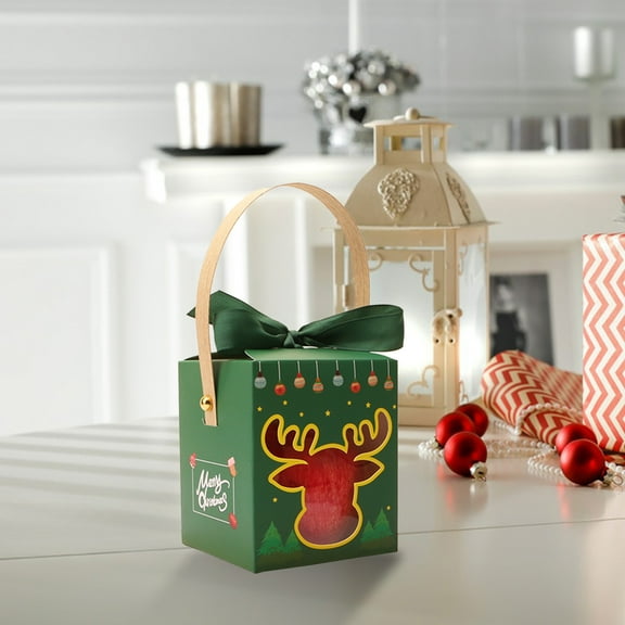 Dongrere Red and Green Christmas Gift Box - Portable Paper Candy Packaging Box for Holidays, Birthdays & Events, 3.94x3.35x3.35 Inches