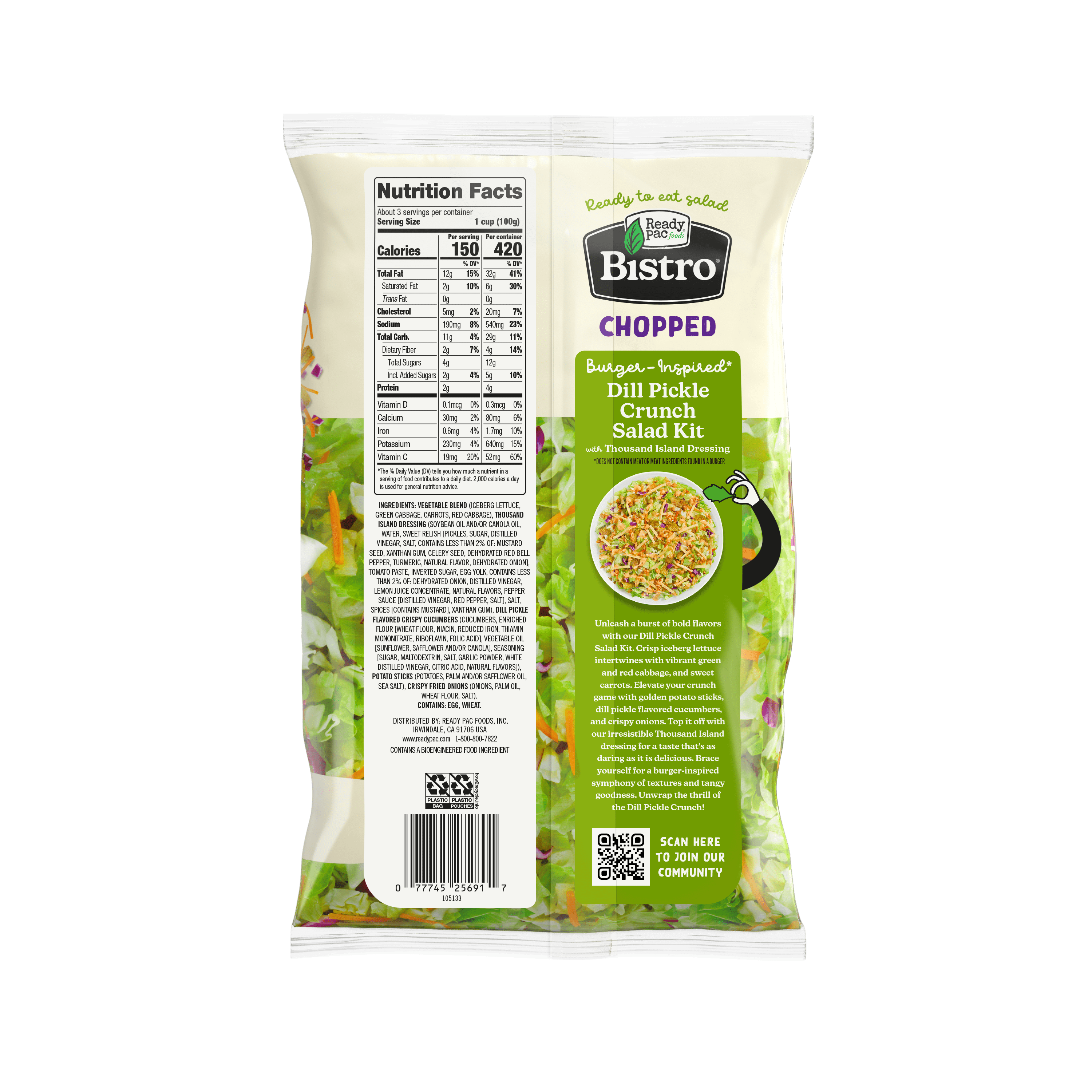 Bonduelle Burger Dill Pickle Salad Kit 10oz Bag, Fresh