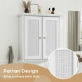 thumbnail image 2 of Semiocthome Bathroom Cabinet Medicine Cabinet with Rattan Doors and Adjustable Shelf, White, Wooden, 2 of 8