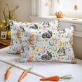 thumbnail image 2 of Easter Decorative Throw Pillow Covers 12x20 Inch Set of 2 Easter Eggs Bunny Home Decor Pillow Cases for Couch, Rabbit Floral White Cushion Case for Living Room Bedroom Bed Car Chair, 2 of 9