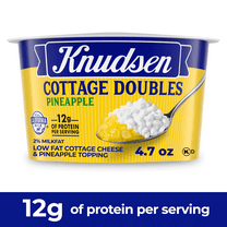 Knudsen Cottage Doubles Lowfat Cottage Cheese & Pineapple Topping with 2% Milkfat, 4.7 oz Cup