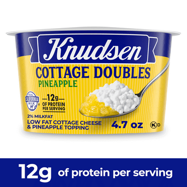 Knudsen Cottage Doubles Lowfat Cottage Cheese & Pineapple Topping with 2% Milkfat, 4.7 oz Cup