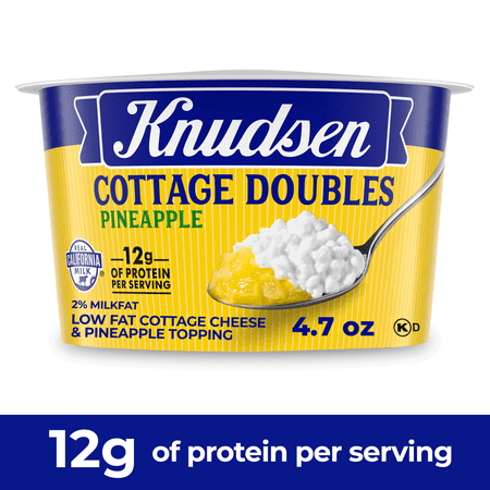 Knudsen Cottage Doubles Lowfat Cottage Cheese & Pineapple Topping with 2% Milkfat, 4.7 oz Cup