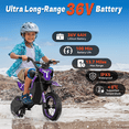 thumbnail image 4 of East doll 36V Electric Dirt Bike for Kids, Peak 700W Kids Electric Dirt Bikes, Electric Kids Dirt Bike for Boys Girls Aged 4-10Y, 3-Speed, Max 15.5 Mph, 13.7 Miles Long Range, 3 Light Modes, Purple, 4 of 7