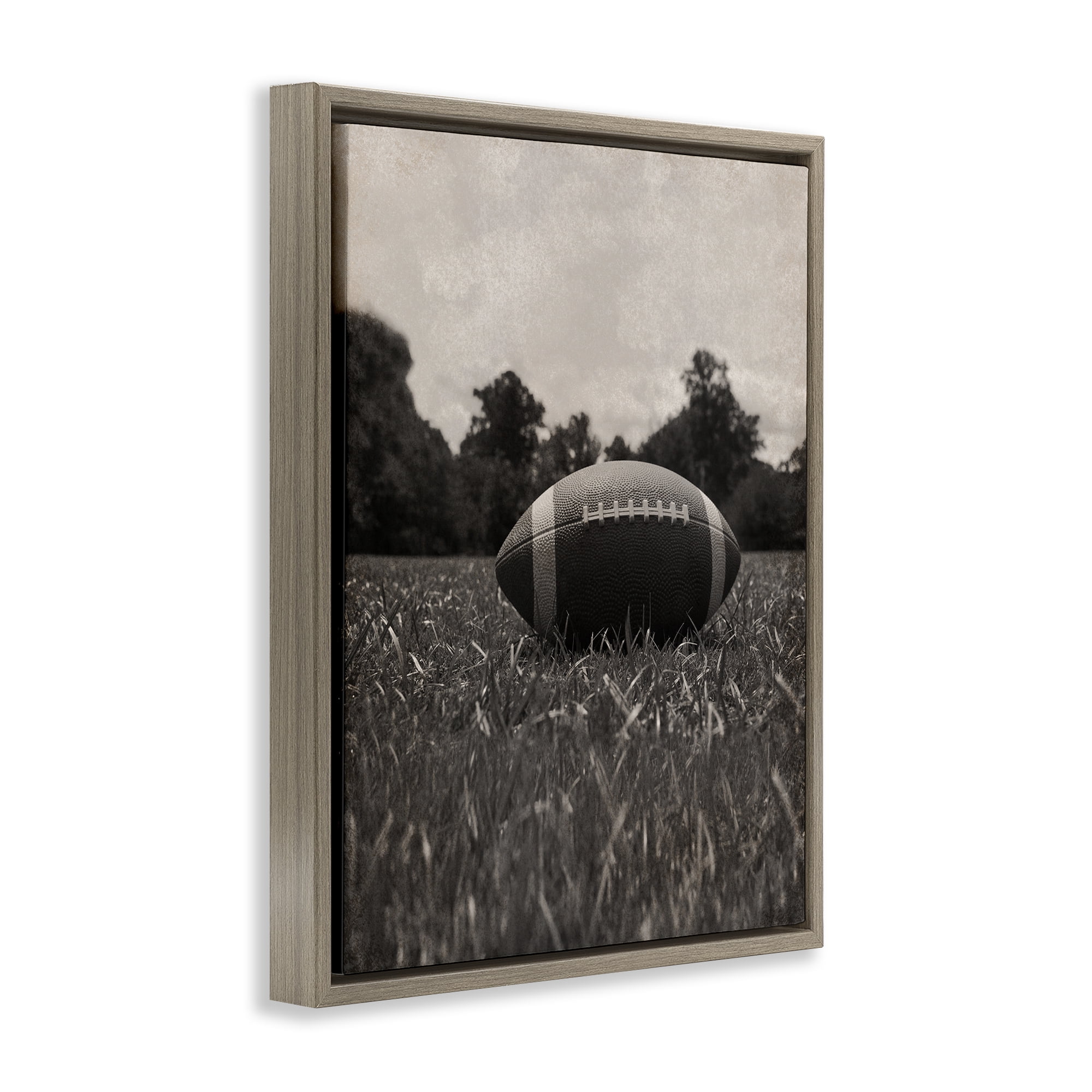 Stupell Industries Vintage Sports Football Brown Framed Floater Canvas Wall Art, design by Marcus Prime