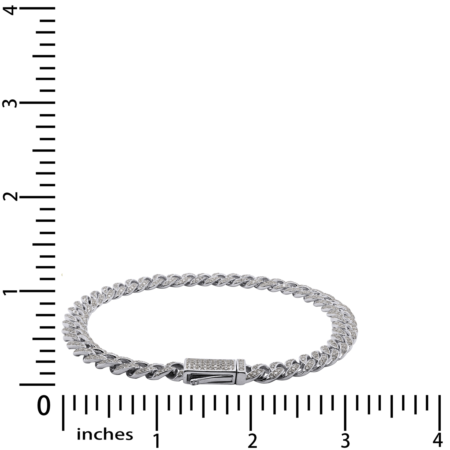 Round Cut Lab Created Moissanite Diamond 6MM Width Cuban Chain Bracelet For Men In 14k White Gold Over 925 Sterling Silver(G-H Color,VVS1 Clarity,3.00 Ct)