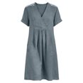 thumbnail image 6 of ClodeEU Women's V Neck Short Sleeve Dress with Pockets, Solid Color Casual Summer Tunic Dress Gray,Women's Plus L, 6 of 8