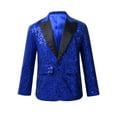 thumbnail image 2 of renvena Kids Boys Shiny Sequins Suit Jacket Wedding Pageant Formal Tuxedo Long Sleeve Costume 6-16 Blue 12, 2 of 7