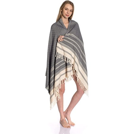 100% Organic Cotton & Organic Dye Prewashed Turkish Towel Peshtemal, Travel Blanket Airplane, Ultra Soft, Bath Towel, Beach Towel, Decorative Blanket for Couch, 71x36 Inches,