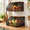 Black-2 x Extra Large, variant on White 3 x Large Stackable Wire Storage Baskets with Wood Lids, Wall Mounted Kitchen Produce Organizers