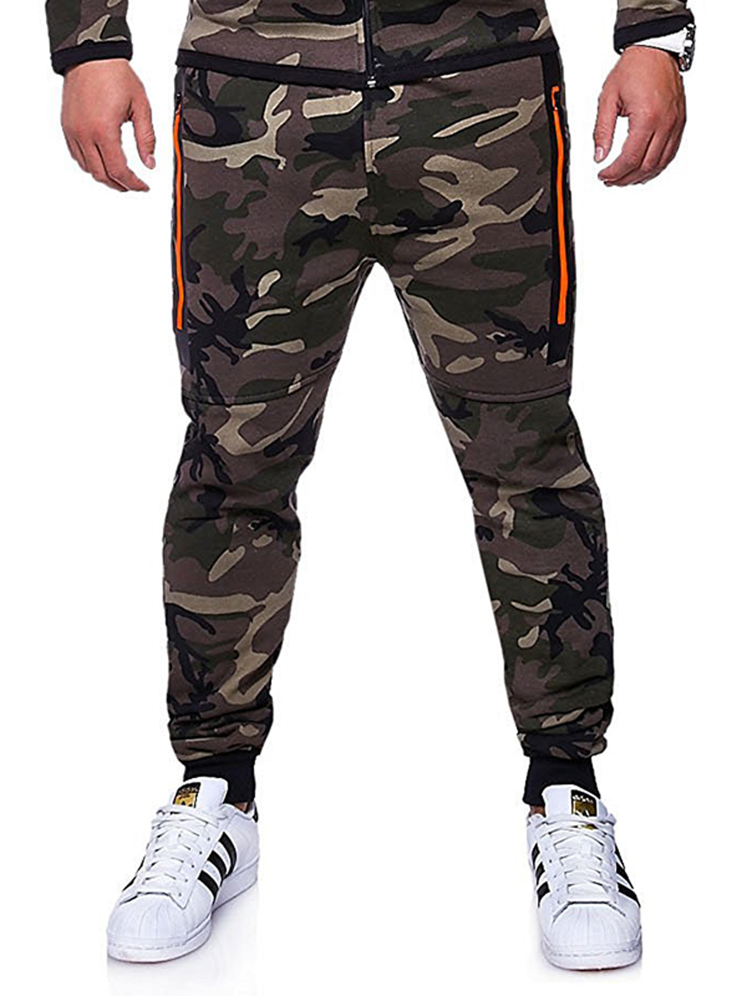 Mens Army Military Camo Sport Zip Cargo 