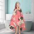 thumbnail image 6 of Pug and Love Heart Hooded Bath Towel，60"x35" for Ages 3 To 12 Kids, Quick Dry Lightweight Soft Microfiber Hood Beach Towel Cover Up for Kids, 6 of 7