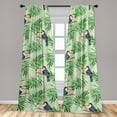 thumbnail image 2 of Birds and Nature Window Curtains, Exotics Theme Tropical Toucan Pattern with Leaves Greenery Art, Lightweight Decor 2-Panel Set with Rod Pocket, Pair of - 28"x84", Purpleblue Fern Green, by Ambesonne, 2 of 3