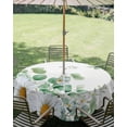 thumbnail image 3 of Outdoor Tablecloth with Umbrella Hole Zipper Eucalyptus Leaves Round Tablecloth 54" Waterproof Outside Table Cloth Daisy Spring Floral Botanical Watercolor Patio Table Cover Tablecloths for Picnic, 3 of 8