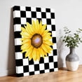 thumbnail image 3 of Canvas Wall Art Yellow Sunflower Canvas Art Print Fall Plant Black White Lattice Element Pictures Wall Decor for Living Room Bedroom Artwork Decorations Stretched Framed Ready to Hang 8"x12", 3 of 9